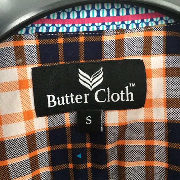 Butter Cloth button up-orange & navy - Picture 5 of 5
